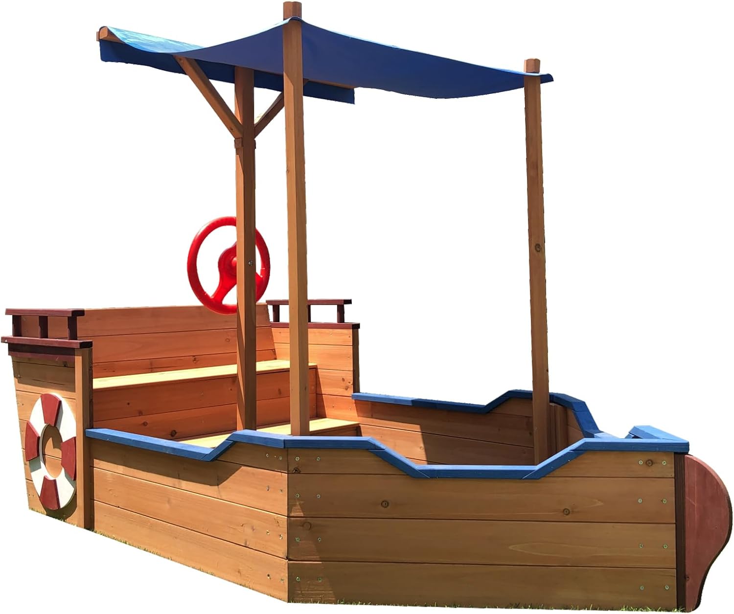 CuisinSmart Sandbox with Cover,Wood Ship Sandbox with