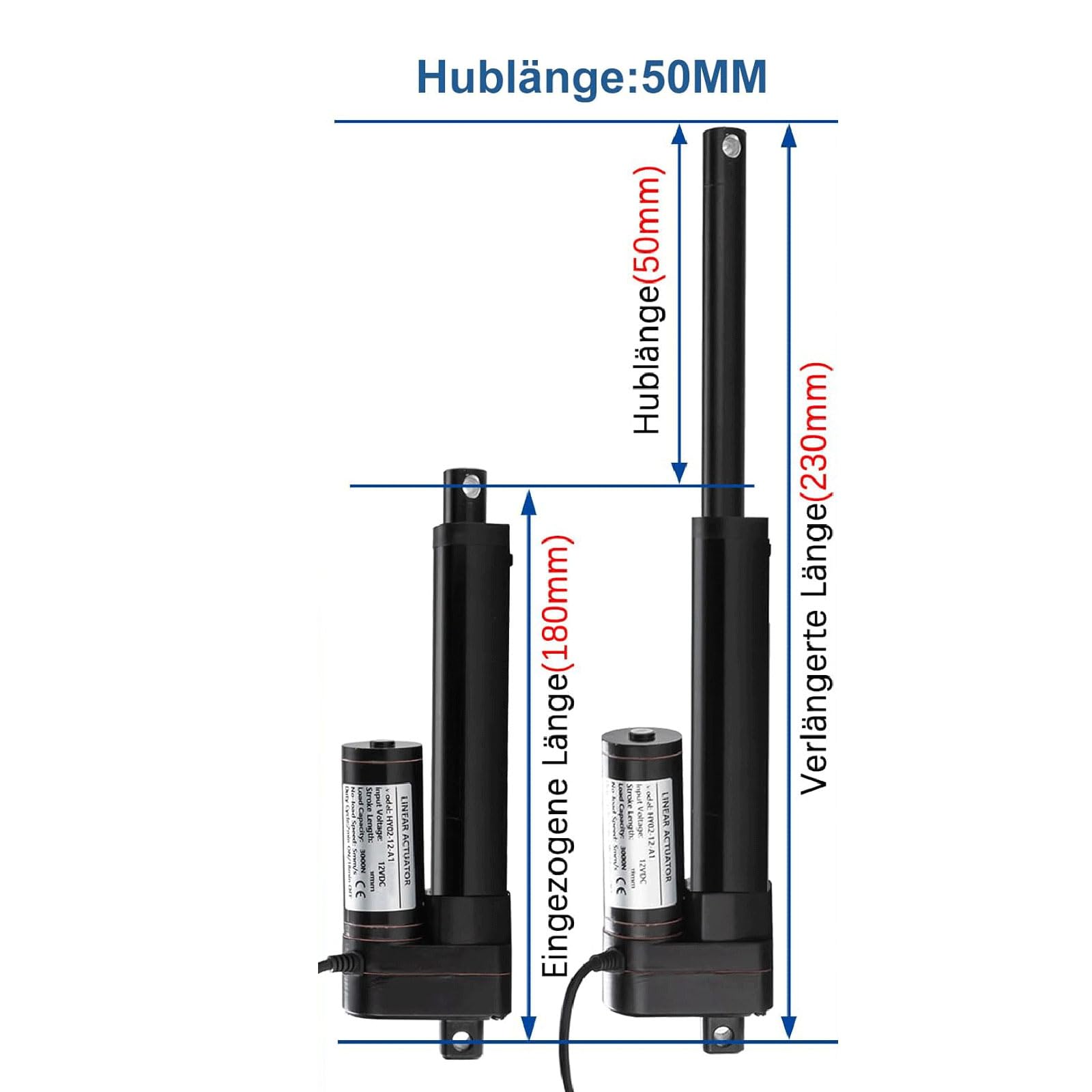 Hub de 50 mm, 3000 N, IP65, resistente al agua, accionamiento lineal, 24 V, motor lineal de 5 mm/s, con soportes de montaje para puertas de ascensor, armario, abridor de ventanas, abridor de