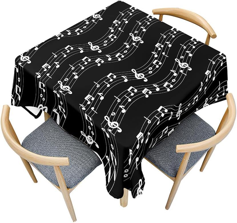 Tizhweqo Mantel Mesa Rectangular Partitura, Manteles Antimanchas Notas Musicales, 3D Impresión Mantel Impermeable Lavable para Cocina Salón Comedor, 100x140 cm Q.P1363