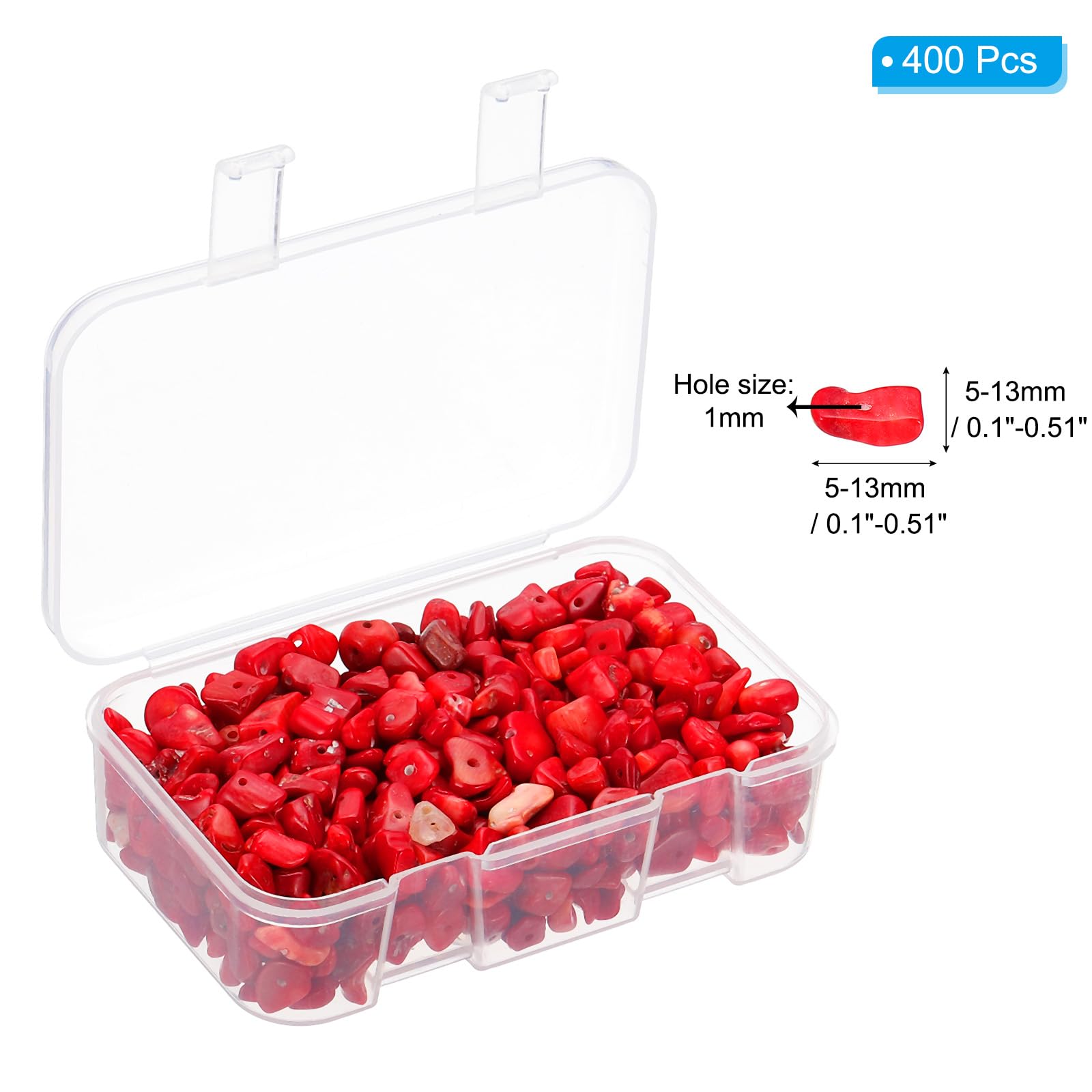 PATIKIL Chip Stone Natural Rock Beads Loose Gemstone Beads Drilled Strand for Jewelry Craft Making 400pcs, Dark Red - Image 2