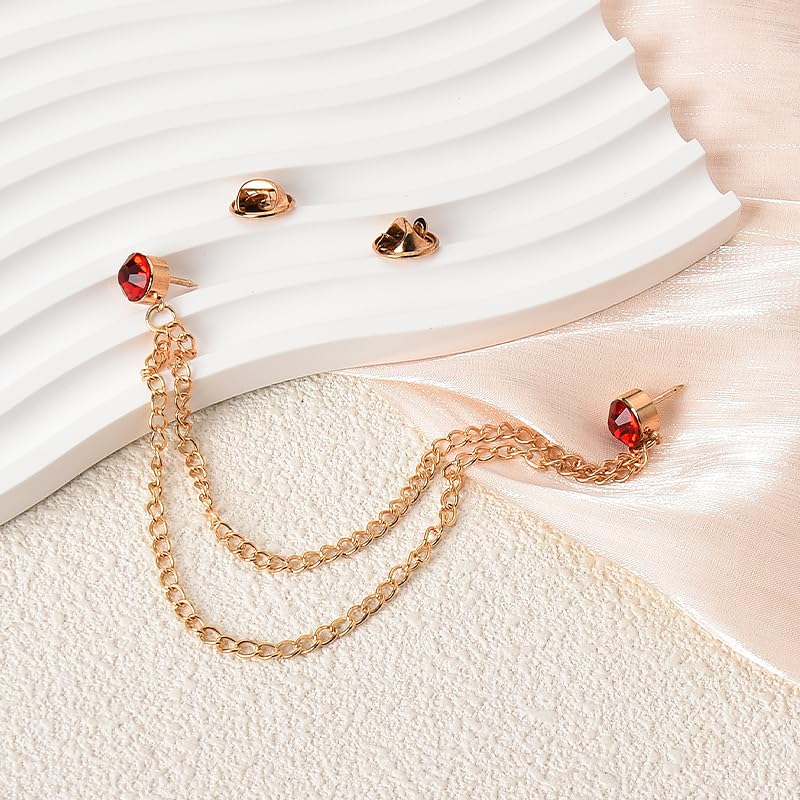 Hanging Gold Chain Lapel Pin for Men Suits Tassel Brooch Chain Collar Pins Rhinestone Crystal Brooch Pin Suit Lapel Pins for Men Collar Chains for Shirts Accessories3