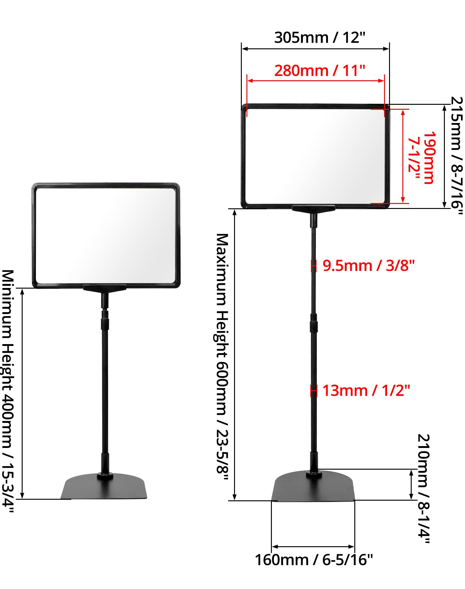 QWORK Flexible Sign Holder Stand with Adjustable Pedestal - 4 Pack Pedestal Poster Sign Holder Stand Ideal for Displaying 8.5 x 11 Inch Posters, Reusable Frame for Business Advertising, Menus