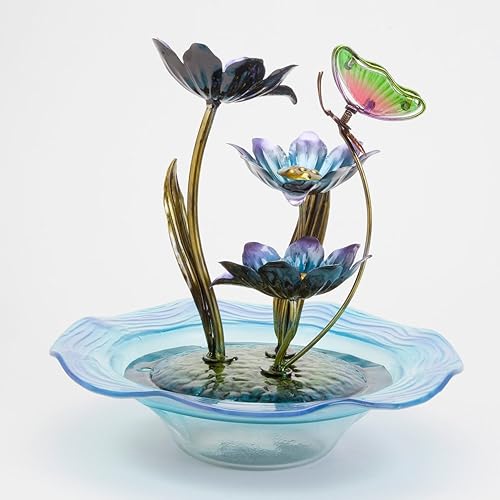 Miniatura 6 de Bits and Pieces - Escultura de fuente de mariposa de vidrio iridiscente - Decoración interior del hogar - Fuente de agua Zen - Accesorios de