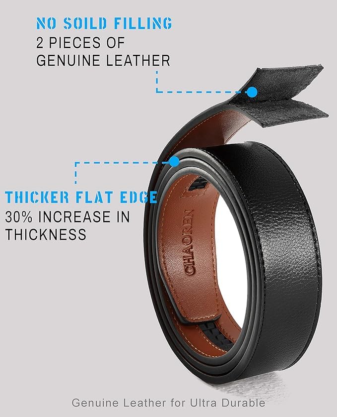 Image of CHAOREN Ratchet Belt Replacement Strap 1 3 /8 inch, Leather Belt Strap for 40MM Slide Click Buckle