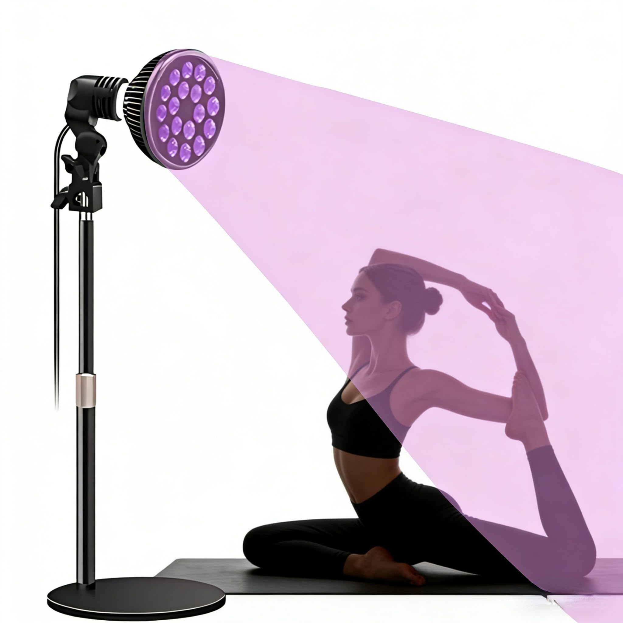 54 W LED światło opalające z 18 diodami LED, długość fali 395 nm, regulacja wysokości i kąta, w zestawie okulary ochronne, do domu i studia fitness