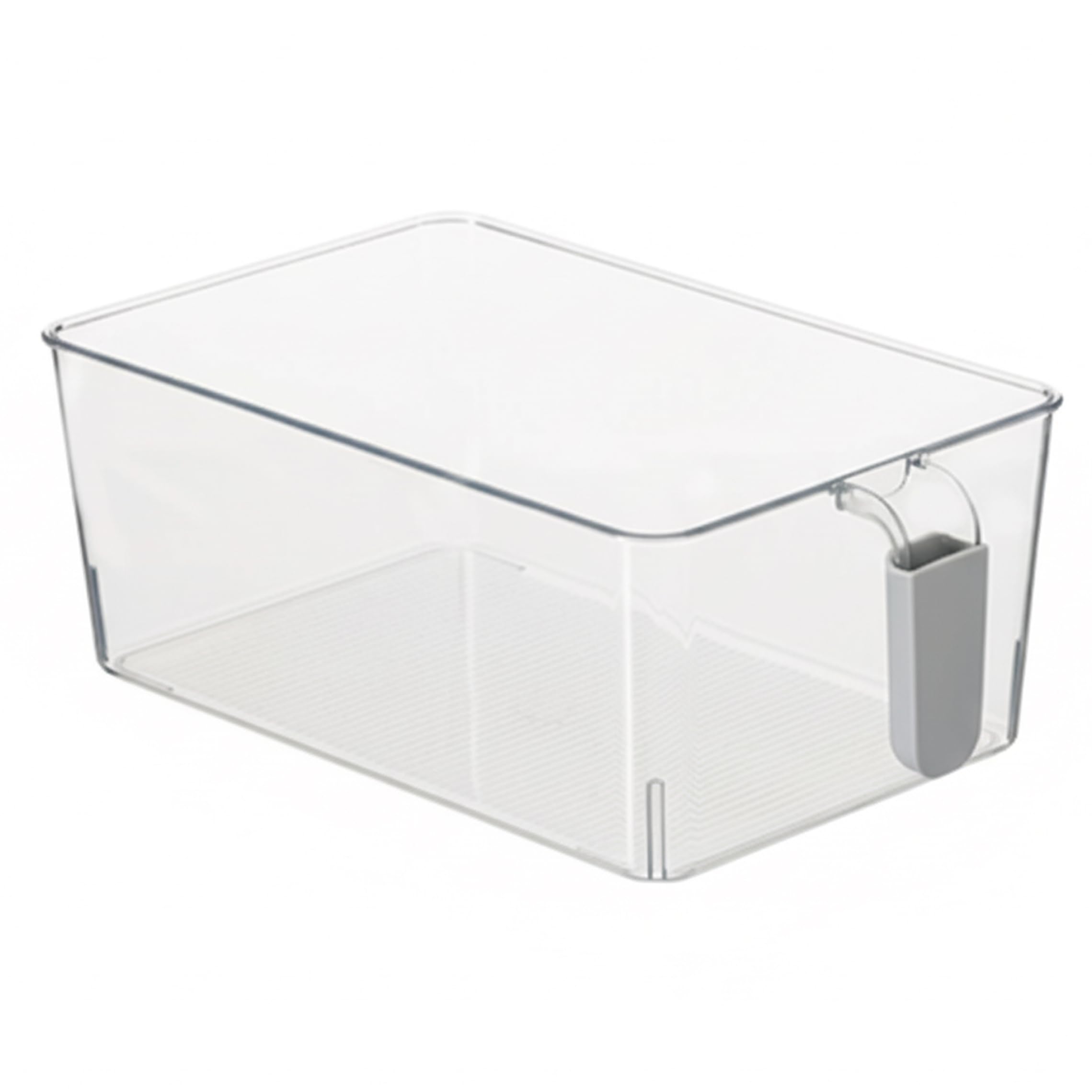 Aetherize Ice Container for Freezer Drawer-style Freezer Ice Bin Food-grade Pet High-transparent Storage Bin with Handle, Refrigerator Organizer, Gray bucket for