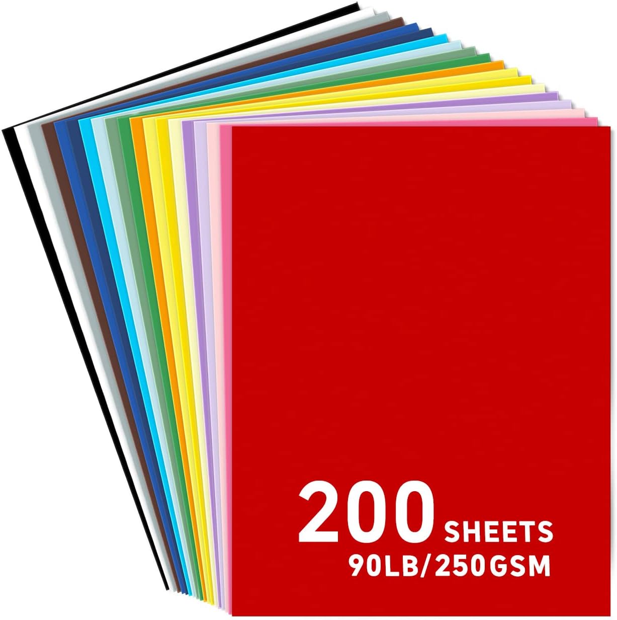 8.5x11 Cardstock 200sheets Colored Cardstock Assorted 24 Colors, 90 lb/250 gsm Card Stock Colorful Paper for Cricut Machine, Card Making, Scrapbook & DIY Crafts