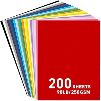 8.5x11 Cardstock 200sheets Colored Cardstock Assorted 24 Colors, 90 lb/250 gsm Card Stock Colorful Paper for Cricut Machine, Card Making, Scrapbook & DIY Crafts