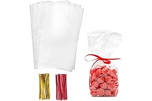Morepack Cellophane Treat Bags with Twist Ties