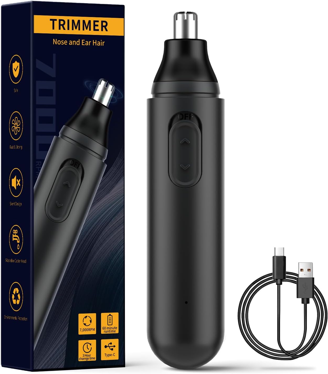 Ginity Ear and Nose Hair Trimmer for Men Women,Painless USB Rechargeable Electric Nose Hair