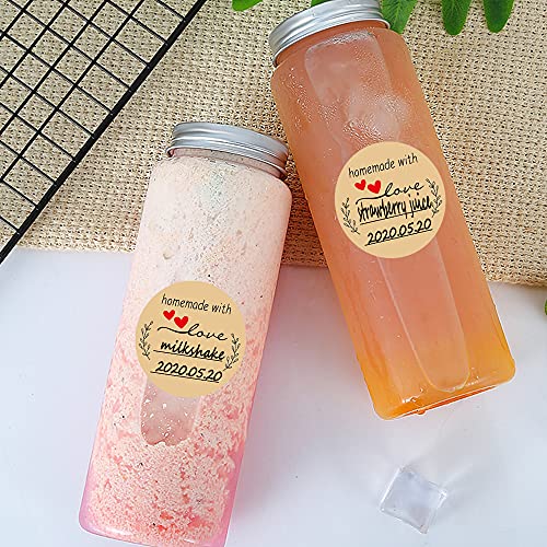 2" Homemade With Love Stickers Labels 500Pcs Kraft Stickers With Lines For Writing Canning Jars Food Gift Labels, Labels For Home-Use, Crafters, Online Sales #TOP4