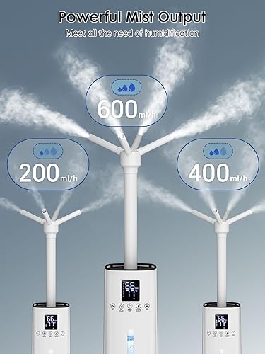 Miniatura 3 de Humidificador de 15L4 galones para habitación grande, niebla de 20.3 fl ozh, cobertura de 1200 ft, control de humedad automático, tiempo de
