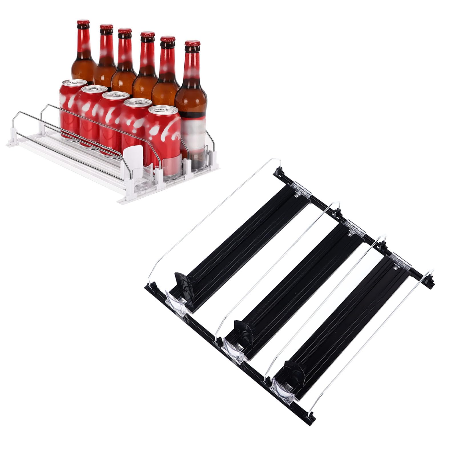 Organizador de latas de refresco para nevera, autoempujable, de (Negra)