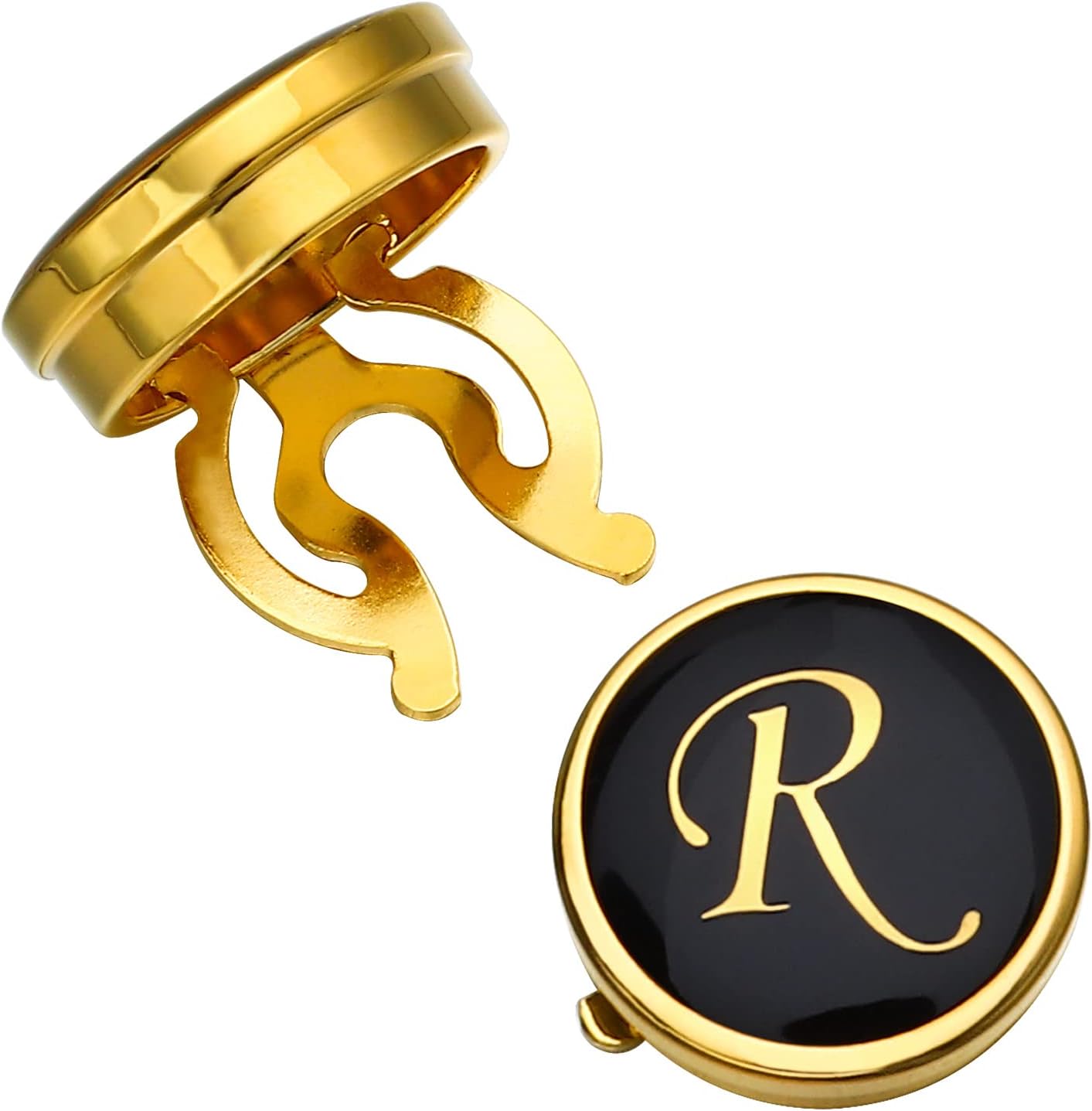 HAWSONGold Button Covers for Men, Enamel Button Cover Cufflinks For Men, Personalized A-Z Letter Cuff Links button cover for Tuxedo, Shirt, Business or Formal Attend Accessories