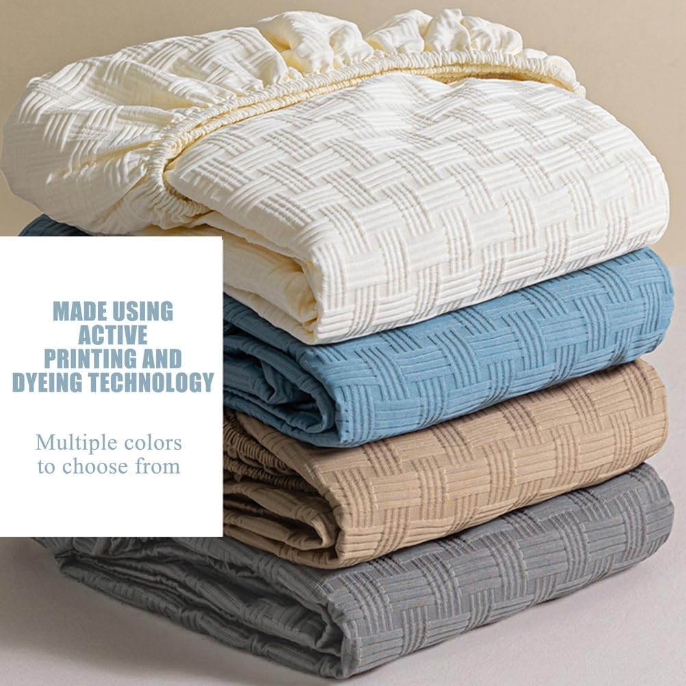 White,120x200cmFULL,LDLCYCN Mattress Protector Queen King Size Fitted Sheet Soft Washed Cotton Fabric Mattress Cover Bed Cover 360° Full Wrap Dustproof Mattress Pad Cover for Student Dormitory