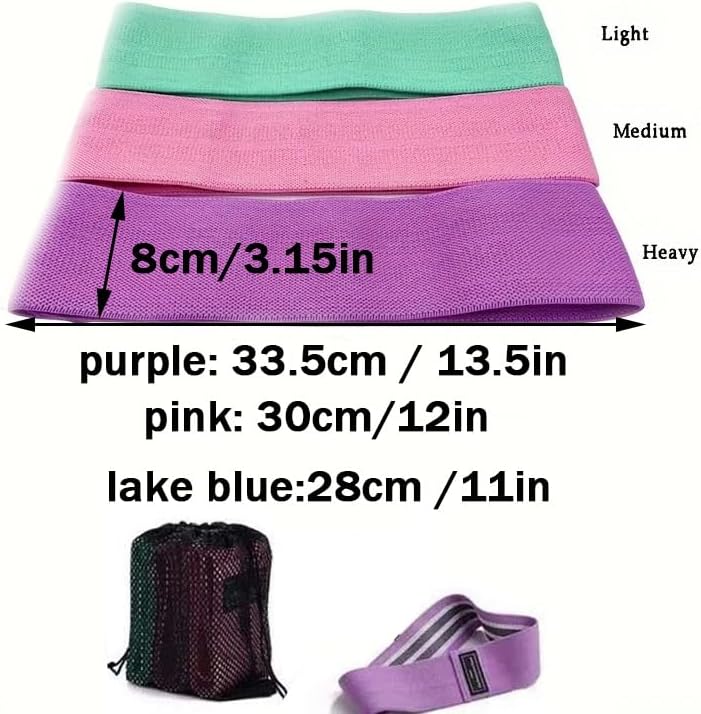 Miniatura 3 de Juego de bandas de resistencia de tela para mujeres y hombres, bandas de entrenamiento antideslizantes con 3 niveles de resistencia, bandas de