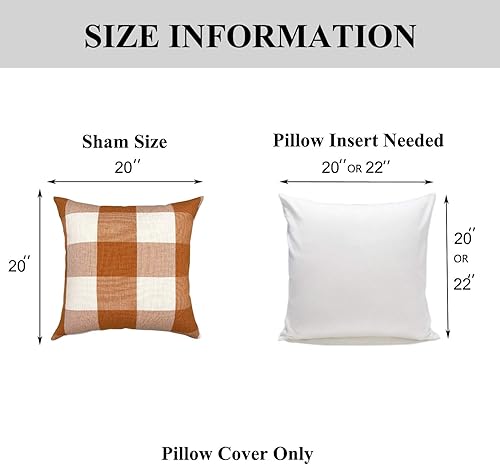 Miniatura 6 de Your Smile - Funda de almohada decorativa de algodón y lino con motivo a cuadros escocés, funda de cojín retro de casa de campo para sofá cama, 2