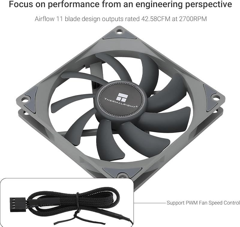 Ventilator subțire pentru CPU și carcasă THERMALRIGHT TL-9015 90 mm, 15 mm, 4 pini PWM, răcire silențioasă 2700 RPM