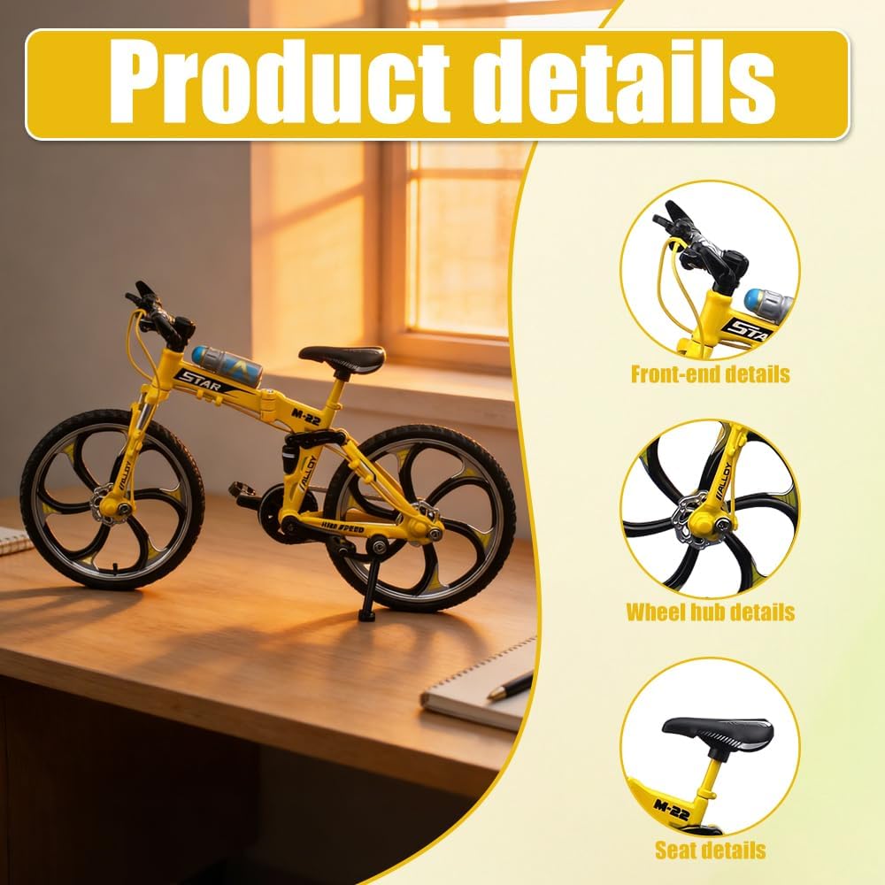 Finger Bicycle Model, Mini Mountain Bike Toy, 1:10 Mountain Bike Models, Finger Mountain Bike Model, Simulated Bicycle Model for Desk, Office, Collection and as a Gift