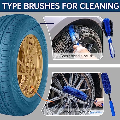 Bemece 14PCS Car Cleaning Kit - 9L Collapsible Bucket, Tire Brush & Hub Brush | Windshield Wiper | Microfibre Wash Mitt Towel Sponge | Vent Duster for Dust Remove for Car Motorcycle Trucks Cleaning - Image 3