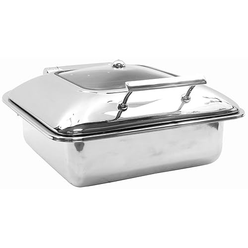 Miniatura 11 de TableCraft CW40165 - Plato para rozar inducción de acero inoxidable, capacidad de 6 cuartos de galón, redondo con ventana de visión rápida