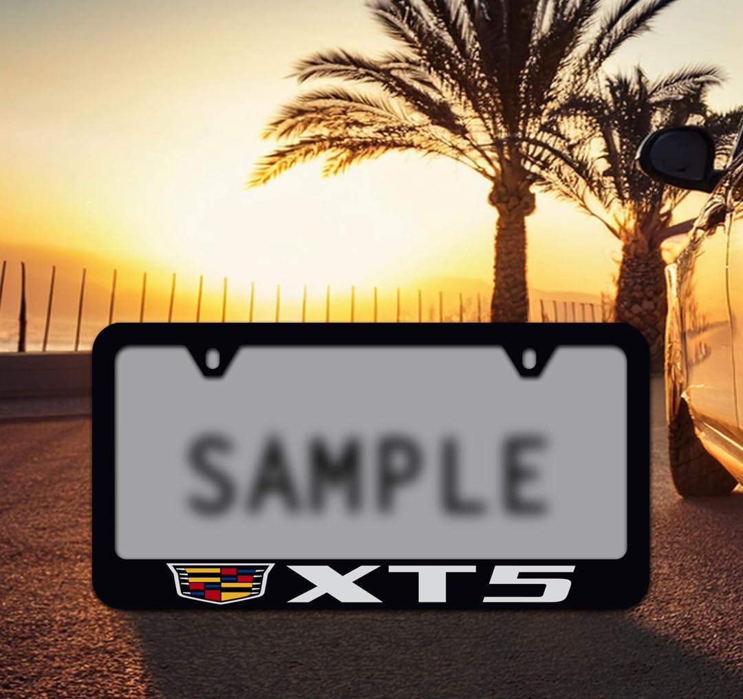 Cadillac XT5 Zinc License Plate Frame with Black Finish (2 Hole)
