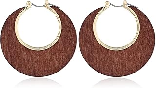 Boho Handmade Wooden Hoop Geometry Drop Dangle Earrings Lightweight Retro Round Wood Hollow minimalism Earrings for Women Girls Jewelry Gifts