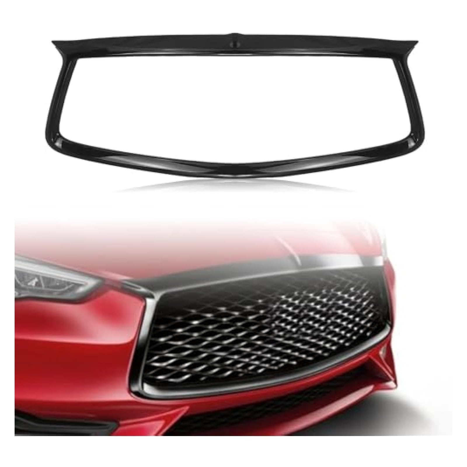 Für Q60 Coupe 2017-2021 Kühlergrillverkleidung Auto Stoßstange Haube Mesh Abdeckung Rahmen Streifen Felge Front Nierengrill Front Nierengrill Grills(Carbon Texture)