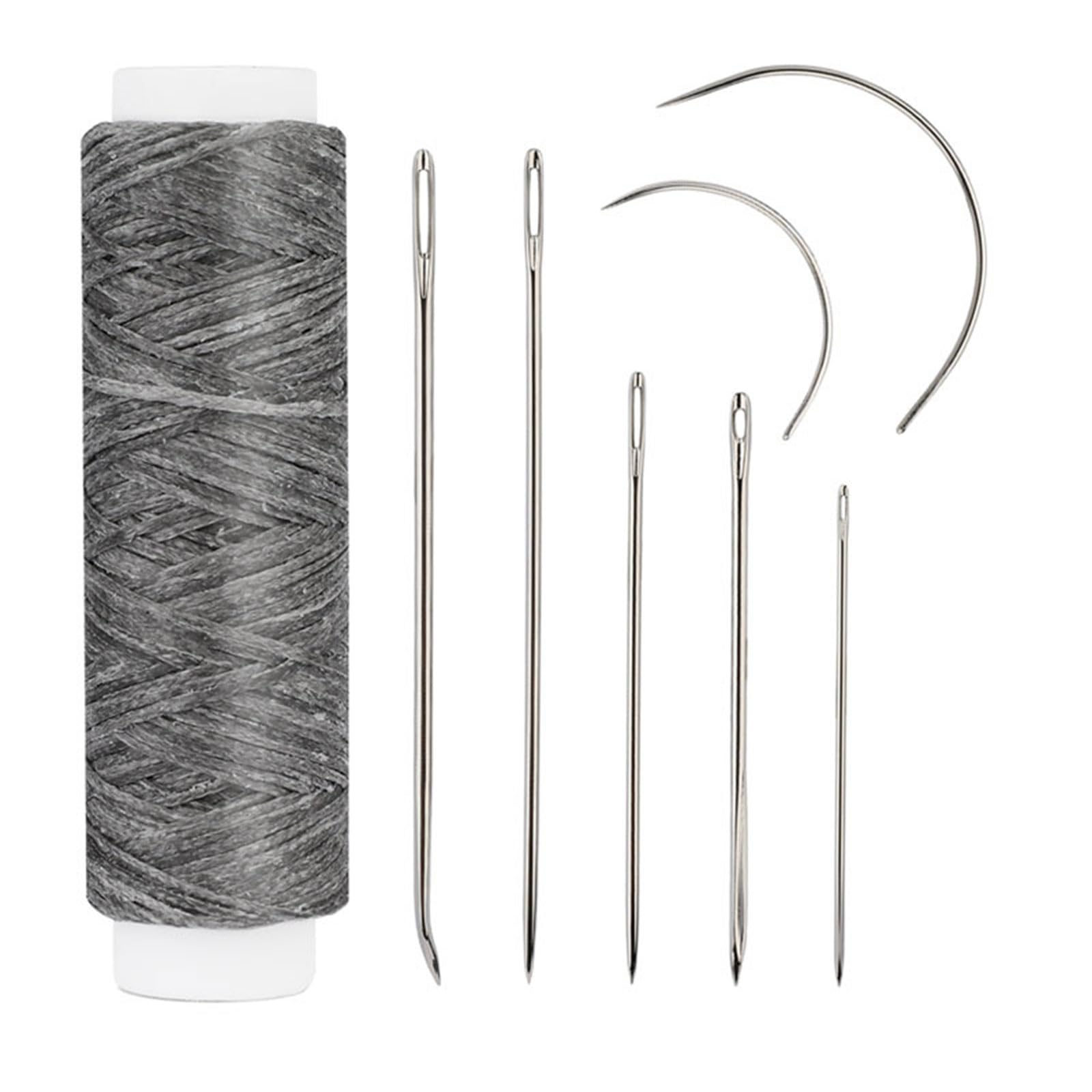 Yhplxyuus 10 Set Leather Sewing Needle Set with Waxed Thread Curved Needle Upholstery for Canvas Repair Craft Project