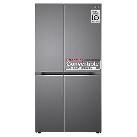 LG 650 L Frost Free Smart Inverter Double Door Side By Side Refrigerator (2023 Model, GL-B257HDS3, Dazzle Steel, Convertible)