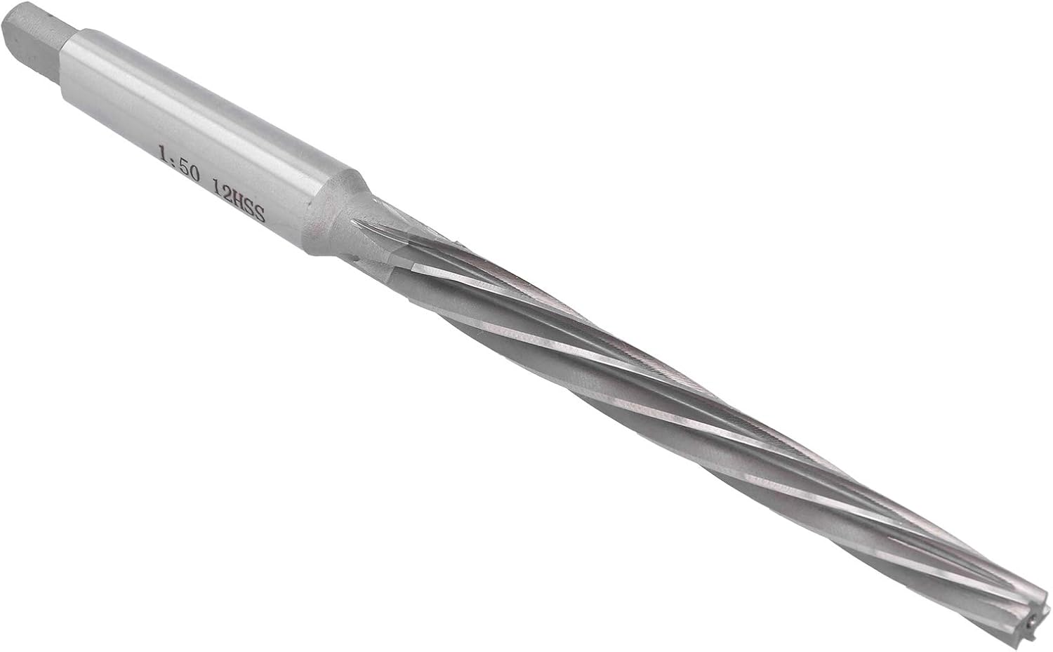 High Speed Steel Taper Shank Machine Reamer for Mold Processing and Handcrafts - 1:50 Taper Ratio - 6 Flutes - 12mm Shank Diameter - 140mm Blade Length - Industrial Cutting Tool