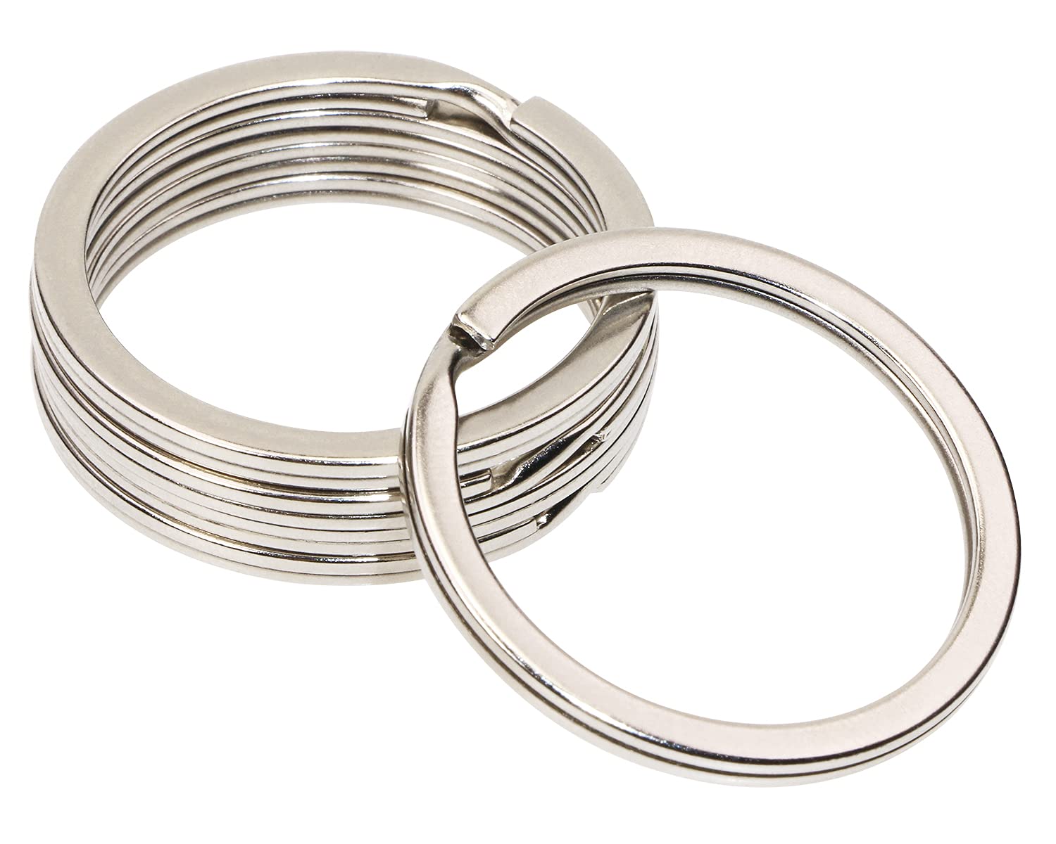 Shapenty 35mm Silver Metal Flat Split Key Chain Rings Connector Circular Keyring Holder for Home Car Office Keys Organization and Name Tag Attachment, 5PCS