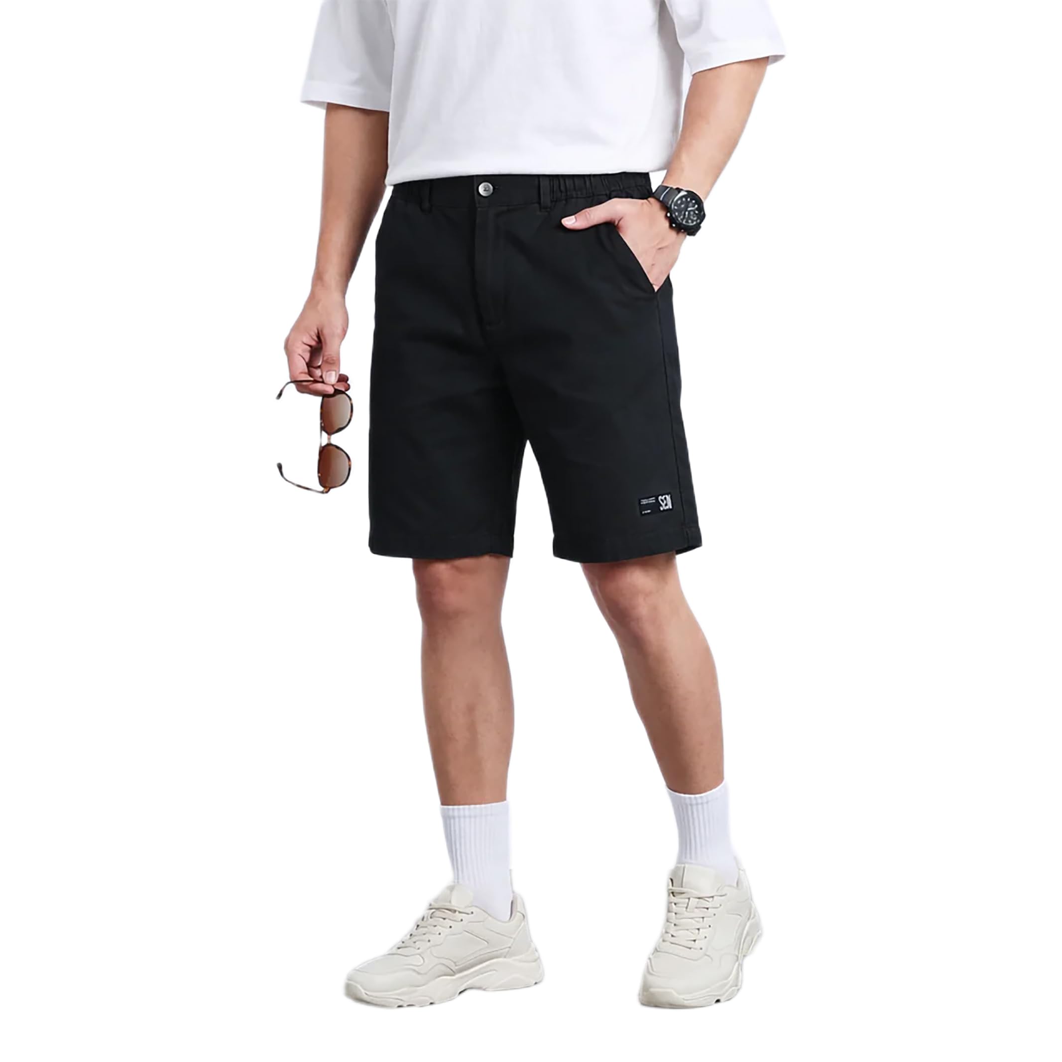 jogal Men's Black Cotton Cargo Shorts, Size 32, Relaxed Fit |STYL 88-picture-12