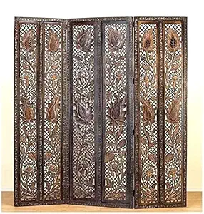 SOUL CRAFT Wooden Room Partition for Living Room 6 feet,Room Divider 3 Panel,partition for Pooja Room,Screen Separator,Partition Wall Divider for Home|Hall|Bedroom|Office|Pooja Room|Restaurant-Brown