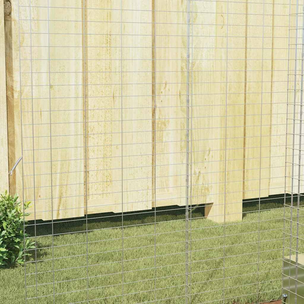 Hasenkäfig Silber 100x100x210 cm Freigehege verzinkter Stahl | Robustes Outdoor Kleintiergehege aus Metall für den Garten. Sicherer Auslauf für Kaninchen und Meerschweinchen.