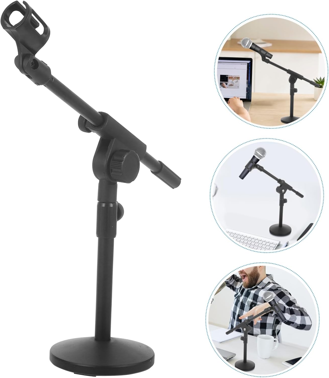 Yardwe Microphone Desk Stand for Table Mic Stand Height Desktop Microphone Mount