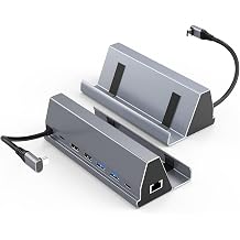 Multi Function Docking Station for Steam Deck Dock HDMI HD 4K60HZ 7-in-1 Gaming Docking Station PD Charging Port + HD /4K+USB3.0 * 3+RJ45 /1000M BS-107-Grey