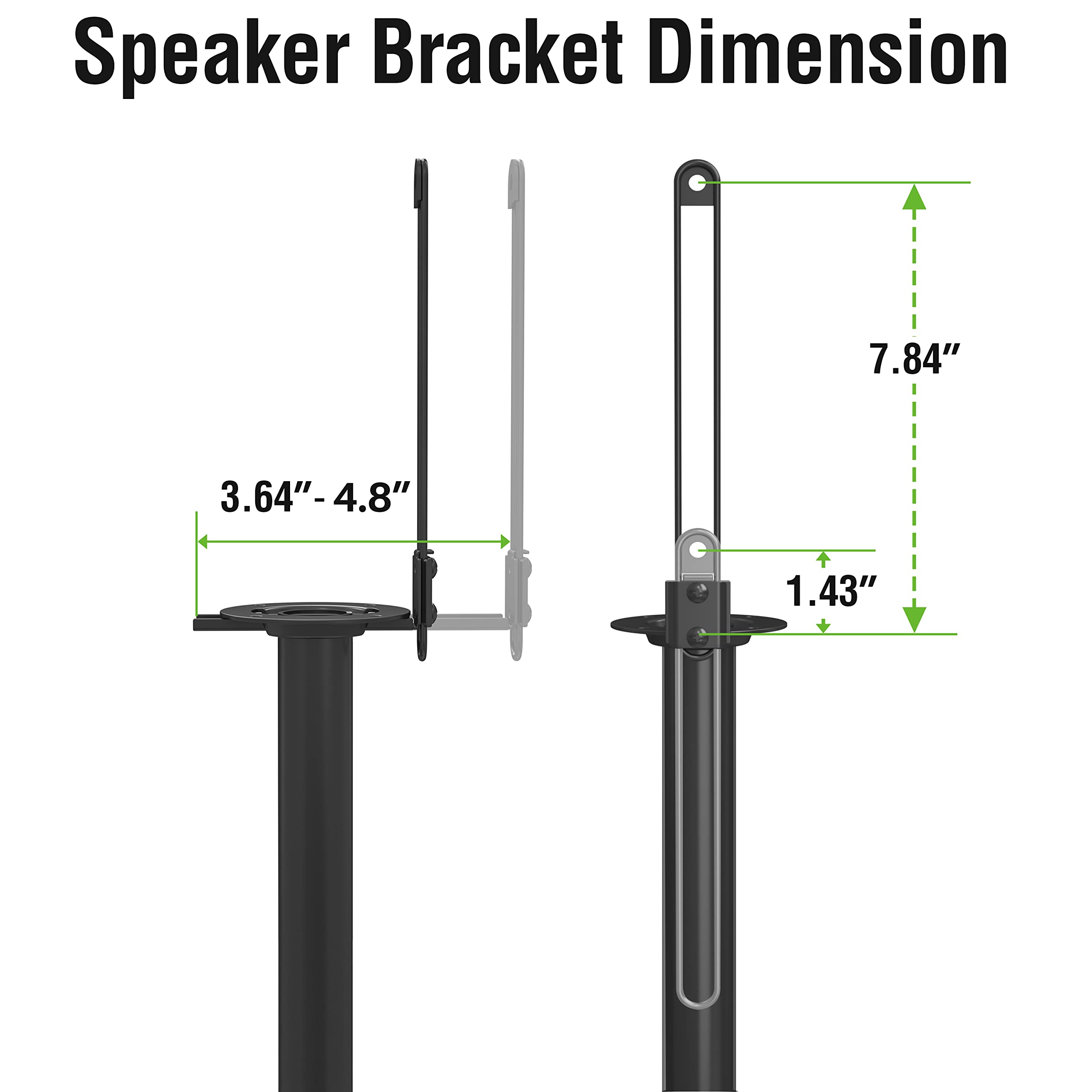 Universal Speaker Stands - Height Adjustable Extend 34" to 46" for Satellite Speakers and Small Bookshelf Speakers up to 8 lbs Per Stand, 1 Pair Floor Stand for Sony Vizio Bose JBL Yamaha