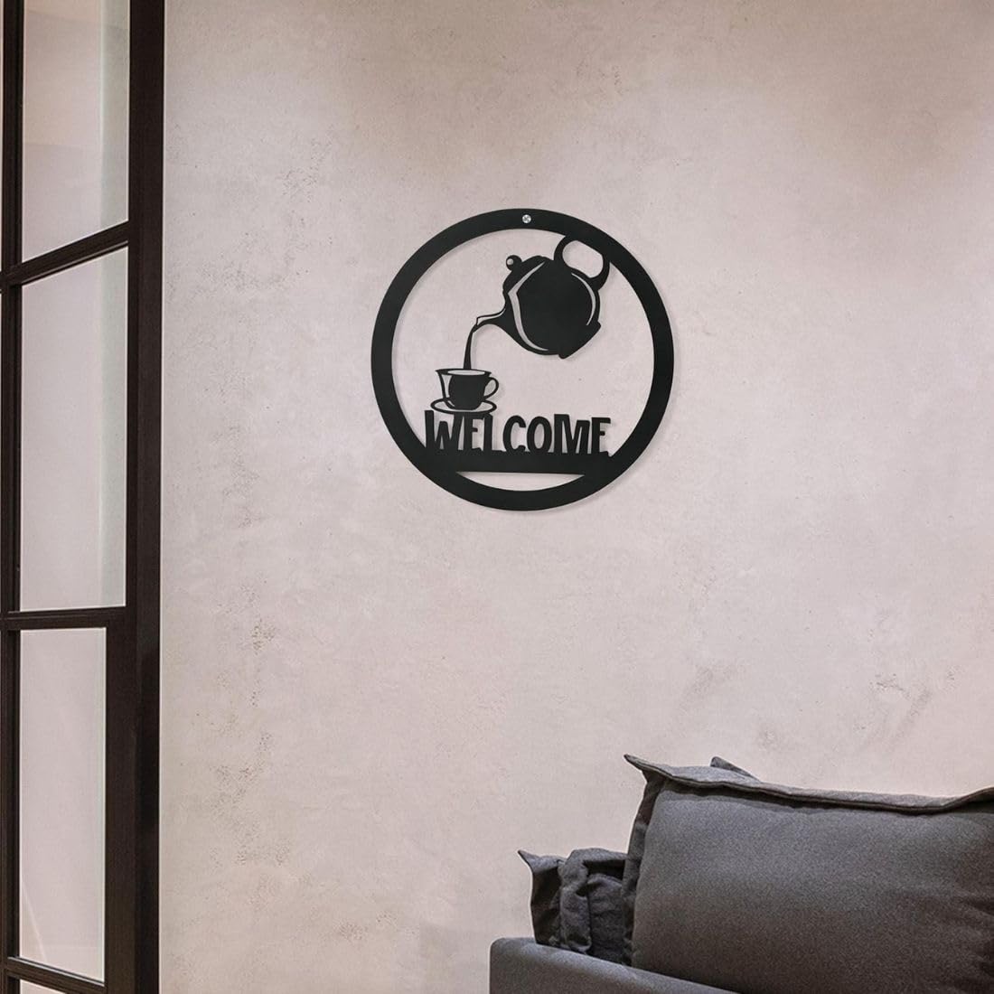 Zesta Wooden Wall Hanging Decoration | Black MDF Wall Decor Items for Living Room | 3D Room Decoration Items for Bedroom | 3MM Wooden Wall Stickers For Home (Welcome)