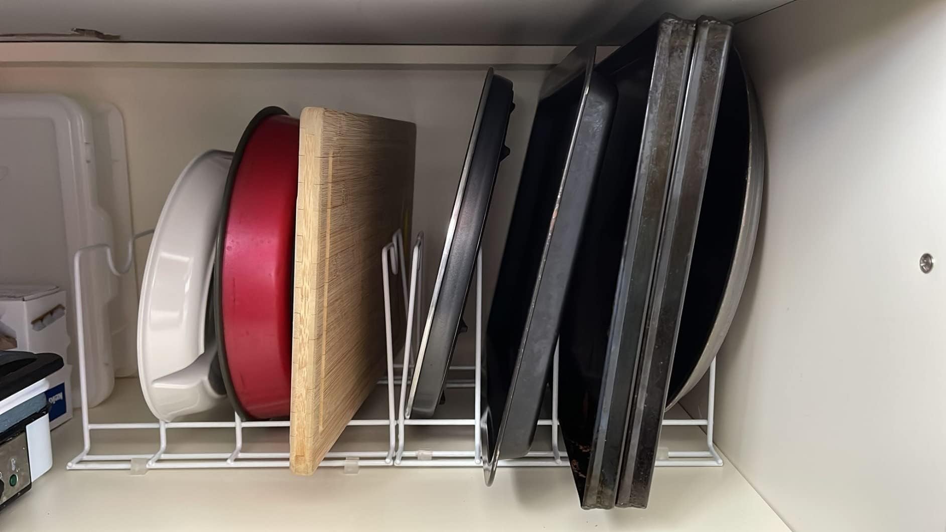 QIWODE Backblech Aufbewahrung Organizer, Schneidebrett Halter Metall,  Topfdeckelhalter fr Kchen, Schrank, Arbeitsplatte, Wei 2 Stck :  Amazon.de: Kche, Haushalt & Wohnen