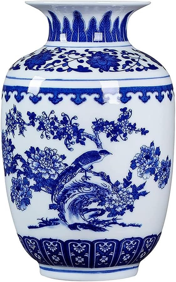Vases céramique chinoise bleue et blanche de style Ming pour décoration maison
