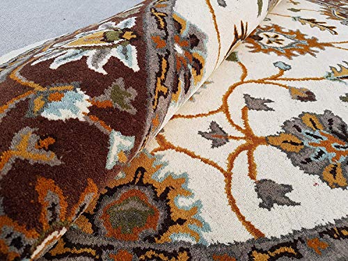 Image of Classical Look Handmade Round Carpet with Super Soft & Pure Woolen Carpet for Your BEDROOMS & Living Room with 1 INCH Pile Height 4 X 4 FEET (120x120 cm) Multi