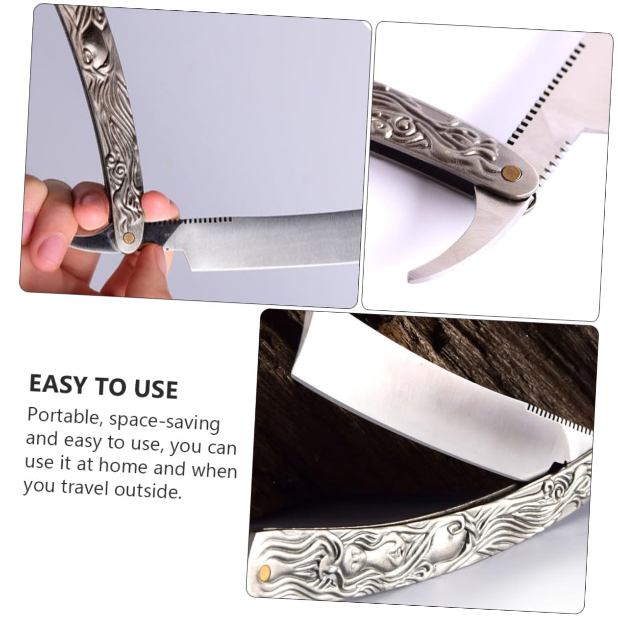 Manual Beard Shaving Razor Old Style Metal Straight Razor Manual Shaver Cutter for Face and Hair Shaving Suitable for Men’S Grooming and Barbershop Use Style