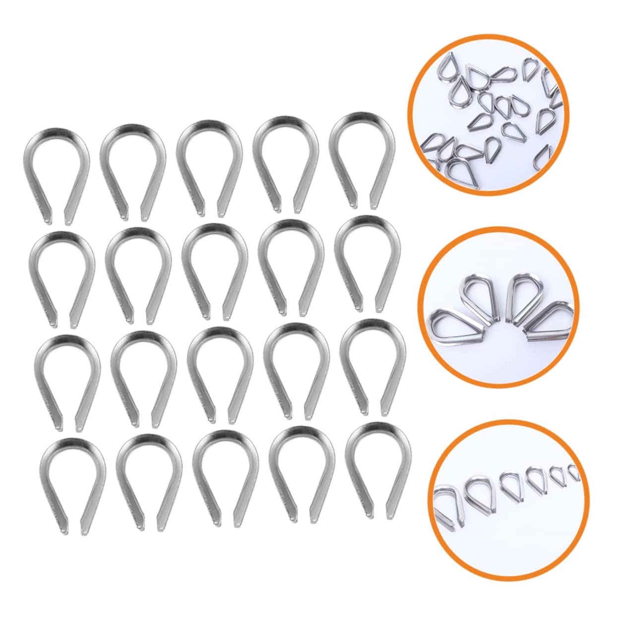 FUNOMOCYA 50pcs Heart Ring Triangular Ring Wire Cable Clamp Wire Rope Crimp U Clamp Rope Loop Clamp Ferrule Crimping Tool Kit Wire Cable Clips Steel Cable Fasteners Stainless Steel Silver