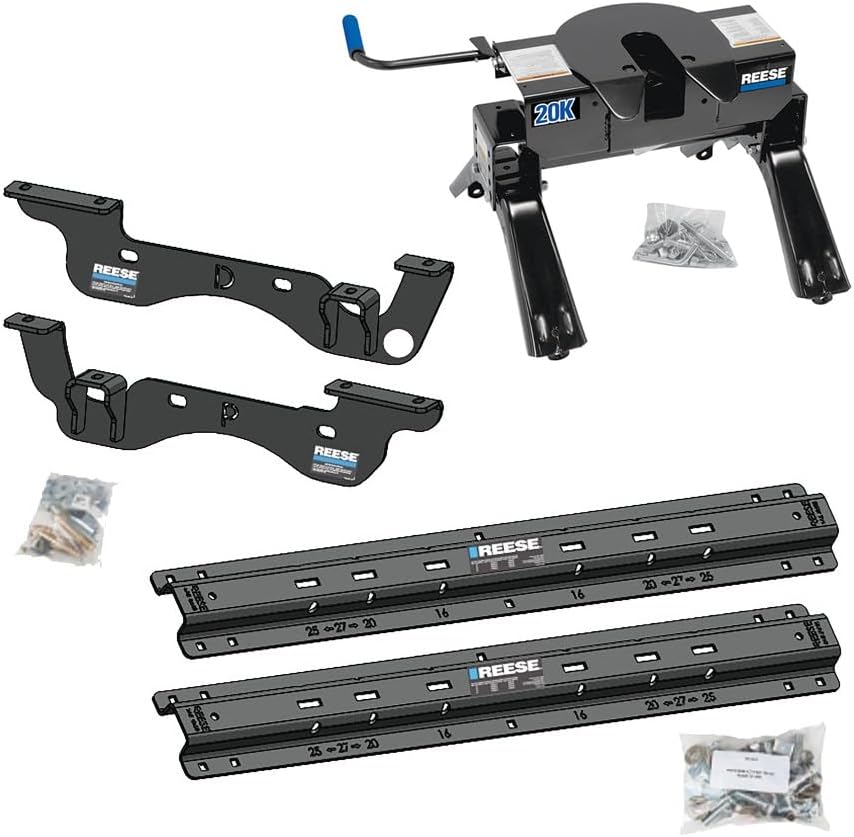 Reese 20K Dual Jaw Fifth Wheel Trailer Hitch with ISR Above Bed Outboard Rail Kit for 2023-2026 Ford F250 F350 F450