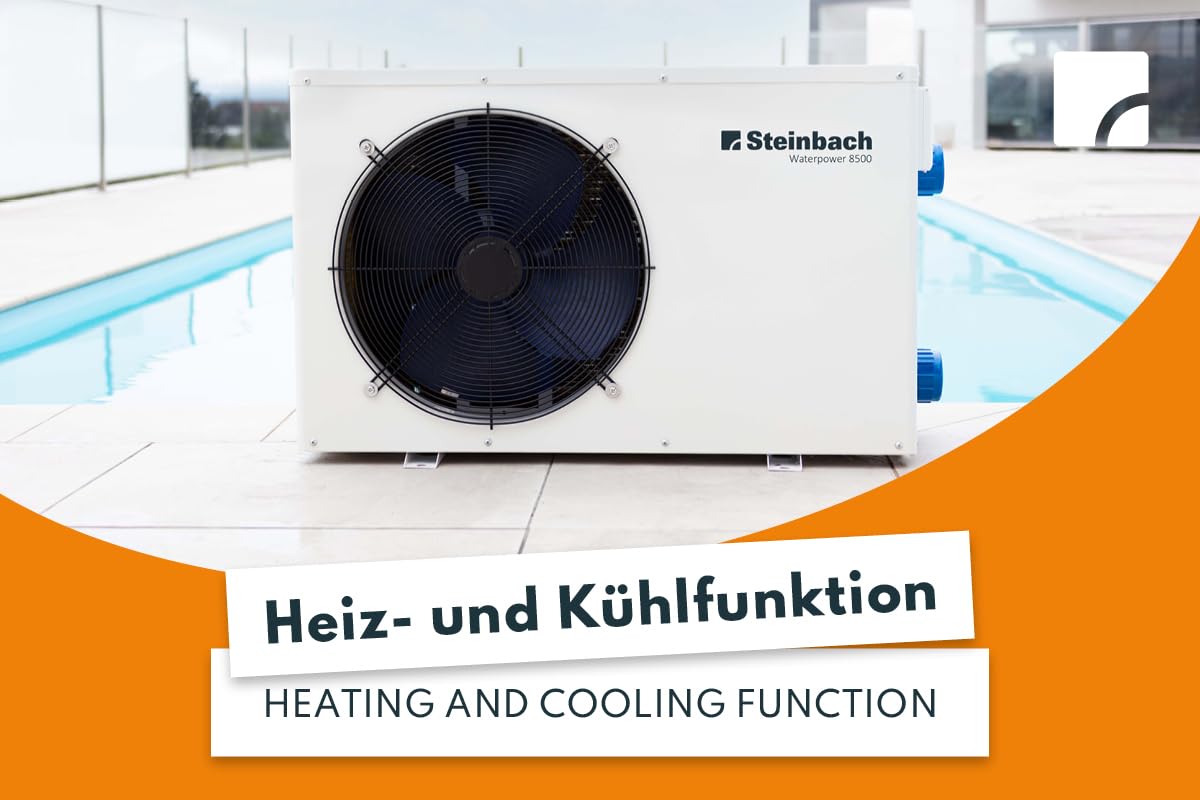 Steinbach Wärmepumpe Waterpower 5000, R32, Heizleistung 5,1 kW, Kühlleistung 3,4 kW, Anschluss 230 V / 0,84 kW, Schallleistung dB(a) 48, Wasseranschluss DA50 bzw. Ø 38 mm Schlauch, 049202