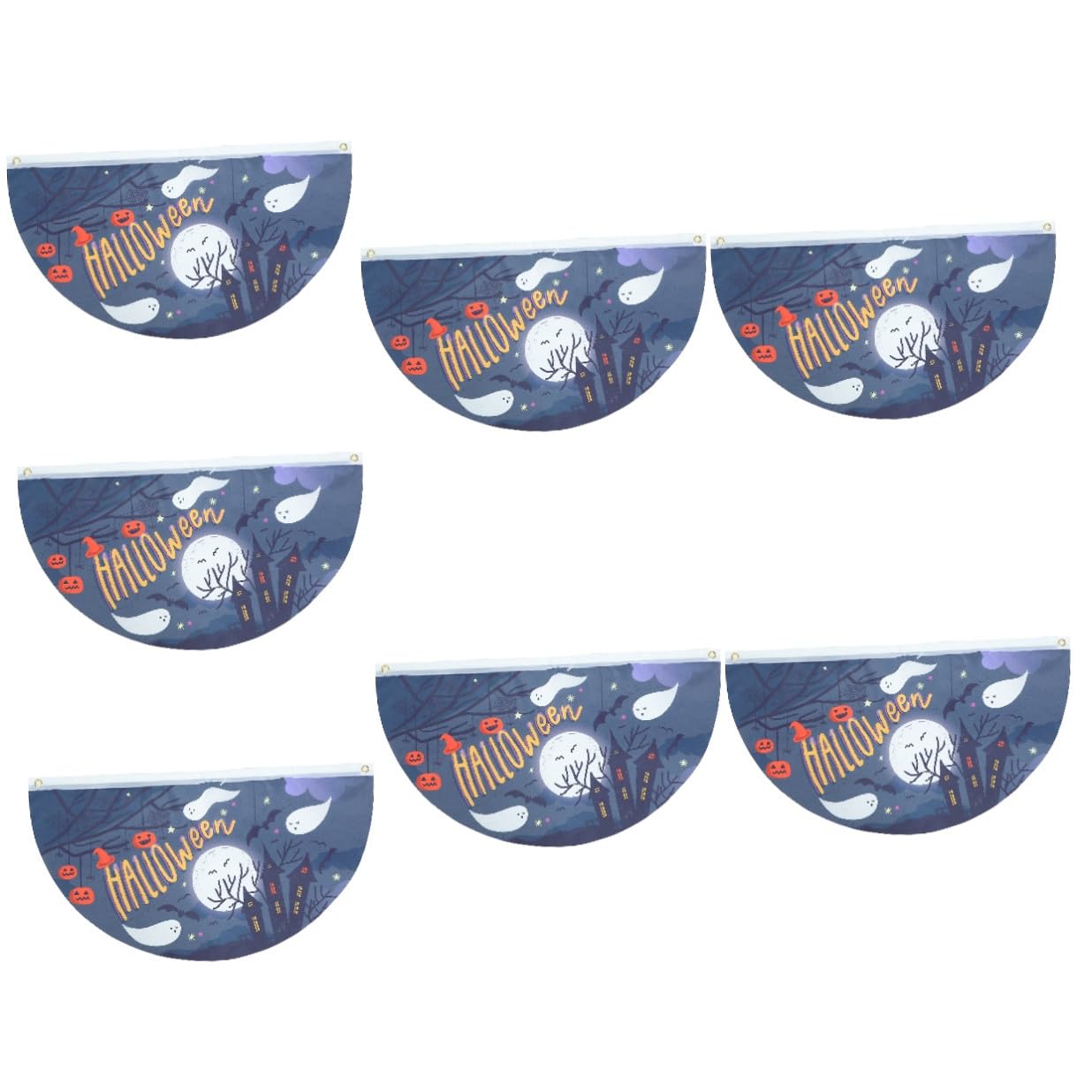 Abaodam 7 Stück Halloween Gartenflagge Halbkreis Fächerförmige Polyester Fahne Waschbar Charmante Terrassendekoration für Garten Dekoration Außenbereich