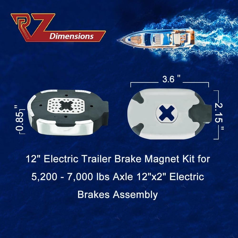 RV Murts 2 12" Electric Trailer Brake Magnet Kit for 5,200-7,000 lbs 12"x2" Electric Brakes Assembly Dexter Type Replacement with Retainer Clips and Coil Springs, Easy Install, Spindle Brake Parts.
