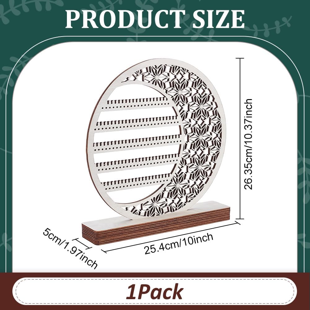UNICRAFTALE 5 Tier Earrings Organizer Wood Jewelry Organizer Round Moon Hanging Organizers Earring Display Stand Jewelry Rack Room Decor Table Ear Stud Holder Display Tower Gift for Women