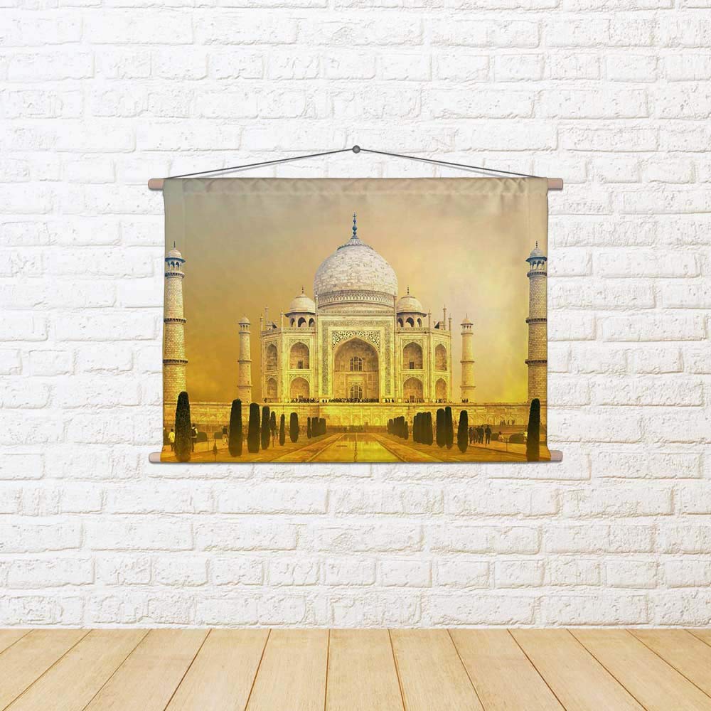 ArtzFolio Taj Mahal Sunset India D1 Canvas Painting Tapestry Scroll Art Hanging, 43.9 X 30Inch
